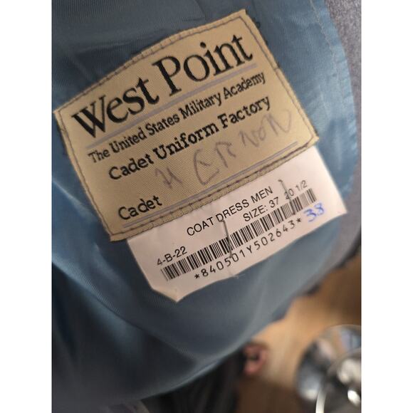 Military Academy West Point Men's Cadet Gray Wool Uniform Jacket Coat 37 20 1/2 - Picture 11 of 11